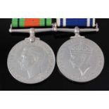 A WW II Defence medal, together with a George VI Exemplary Police Service medal, naming INSPR ARTHUR
