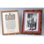 A WW I memorial scroll, naming Pte. Albert Hurrell, Royal W. Surrey Regt., together of a