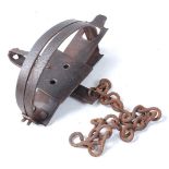 * A Victorian single spring trap, having 4 1/2 smooth jaws, probably H. Lane.Condition report: