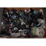 A collection of various fixed spool reels to include Daiwa J40, Mitchell Garcia 387 and Shimano