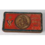 A Queen's South Africa Boer War 1900 Christmas gift tin, containing various letters and ephemera