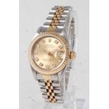 A lady's Rolex Oyster Perpetual bi-metal datejust superlative chronometer, having signed champagne