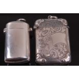 A late Victorian silver vesta, of plain undecorated rounded and rectangular form, maker George