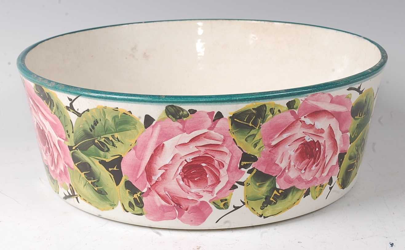 A 19th century Wemyss ware bowl, polychrome decorated with cabbage-roses, signed verso Wemyss T - Image 4 of 5