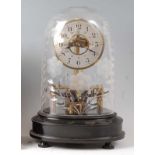 A late 19th century Bulle patent electric mantel clock, having signed silvered dial with Arabic