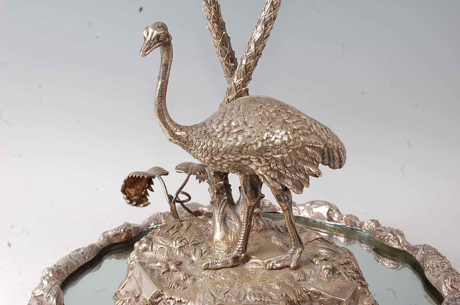 A late Victorian Elkington plate table centrepiece modelled as an ostrich under a palm tree, - Image 3 of 4