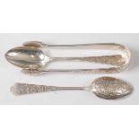 A set of twelve Victorian Scottish silver teaspoons, each finely chased to front and back with