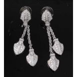 A pair of 18ct white gold diamond quiver tassel drop earrings by Theo Fennell, each with three arrow