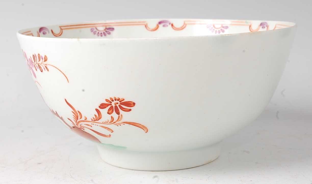 A Lowestoft porcelain footed slop bowl, circa 1780, polychrome decorated in the Famille Rose palette - Image 2 of 6