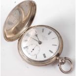 McCabe of Royal Exchange London - a silver cased full hunter pocket watch, having fine engine turned