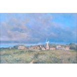 Clive Madgwick (1934-2005) - Cley Windmill from across the marshes, oil on canvas, signed lower