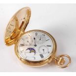 Army & Navy London - an 18ct gold cased gents full hunter perpetual calendar pocket watch, the