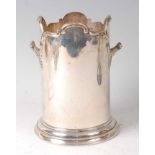 A George V silver wine sleeve, having twin applied handles and on ogee base, 14.5oz, maker