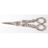A pair of William IV silver grape scissors, the handles each cast with fruiting vines, 4.7oz,