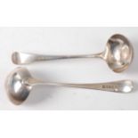 A pair of George III silver sauce ladles, in the Old English pattern, 3oz, maker Hester Bateman,