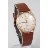 A vintage gents 9ct gold cased Rolex wristwatch, circa 1960, having a signed silvered dial with