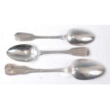 A matched set of six early Victorian silver dessert spoons, in the Fiddle pattern, each having