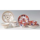 A Worcester porcelain trio, Flight period, comprising coffee cup, tea bowl, and saucer, each