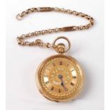 W J King of (Kings) Lynn - a lady's 18ct gold cased open faced pocket watch, having finely