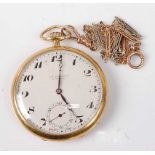 J W Benson of London - an 18ct gold cased gents open faced pocket watch, having a signed silvered