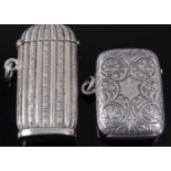 A circa 1900 French silver vesta, of elongated rectangular form, having domed cover, with