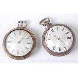 John Wall of Sheerness - a George III silver pair cased pocket watch, having a white enamel dial (