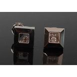 A pair of 18ct white gold Happy Diamond earrings by Chopard, each featuring a 10.1mm square with a