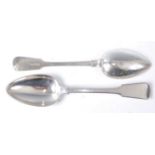 A pair of 19th century Maltese silver tablespoons, each in the Fiddle pattern, maker Pace circa