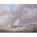 Attributed to John Moore of Ipswich (1820-1902) - Coastal scene with sailing vessels in choppy