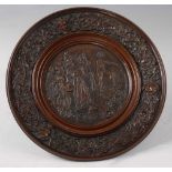 A Victorian Art Union of London bronzed metal tazza, the centre cast in relief with an allegorical