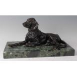 After Nicolay Ivanovich Lieberich - a bronze model of a recumbent hound, signed Н. Либерихъ to the