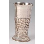 A late Victorian silver trumpet form vase, having half spiral fluted and reeded body, 10.5oz,