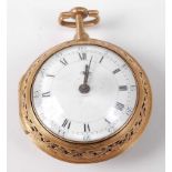 John Perigal of London - a George III gilt metal pair cased pocket watch, circa 1775, having pierced