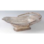 A George III silver fruit basket, of oblong form on corresponding foot with gadrooned border, the