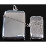 An Edwardian silver vesta, of plain undecorated hinged rectangular form, maker Colen Hewer Cheshire,