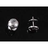 A pair of 18ct white gold Louis Vuitton button stud earrings, each engraved Louis Vuitton to the