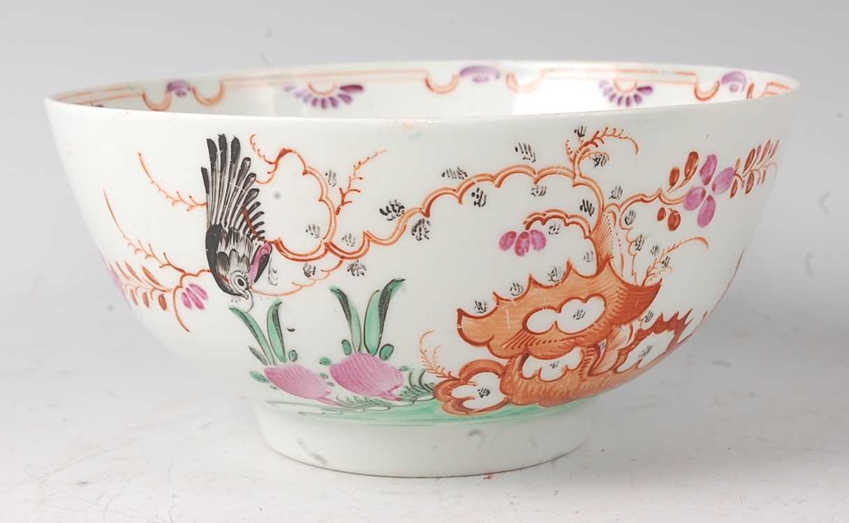 A Lowestoft porcelain footed slop bowl, circa 1780, polychrome decorated in the Famille Rose palette