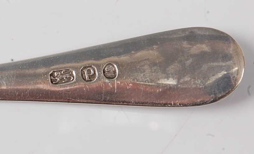 A George III silver teaspoon, in the Old English pattern, having leaf engraved terminal, maker - Image 3 of 4