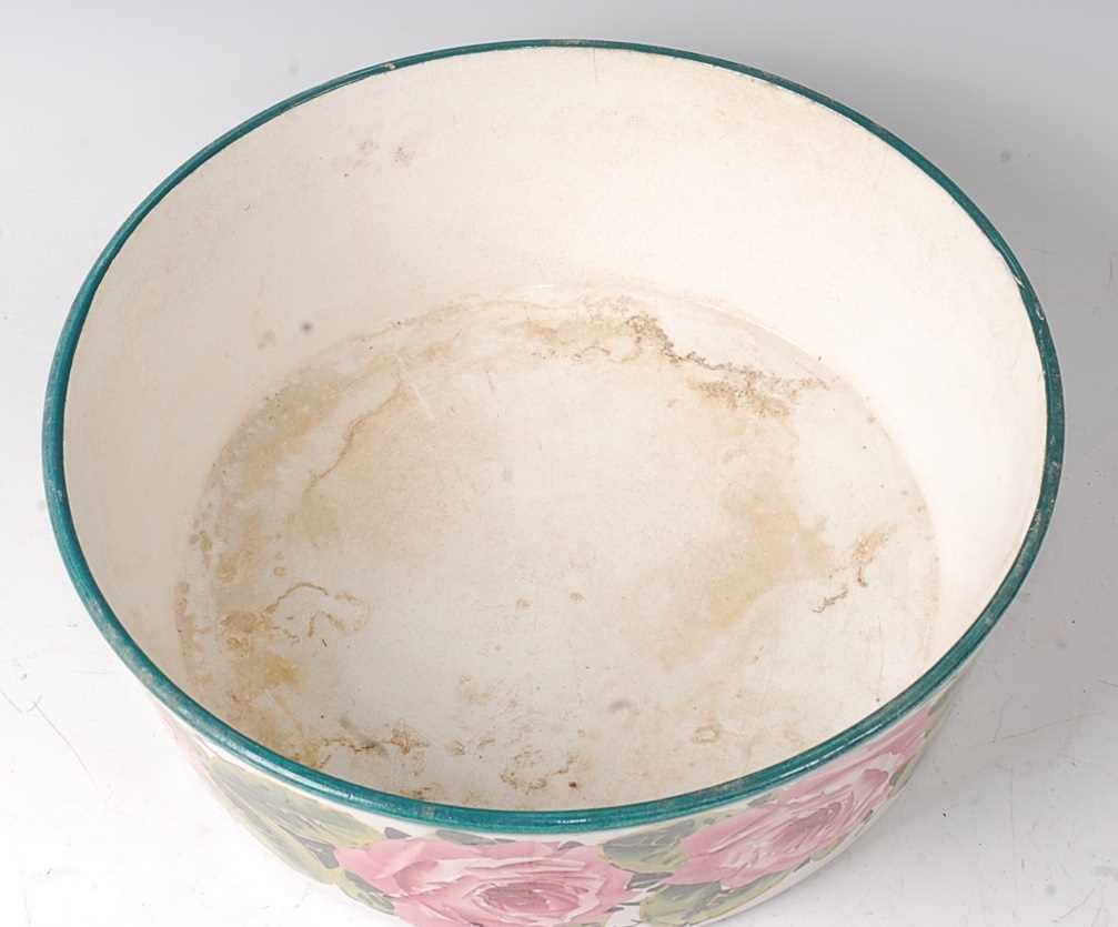 A 19th century Wemyss ware bowl, polychrome decorated with cabbage-roses, signed verso Wemyss T - Image 3 of 5