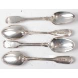 A matched set of fourteen George IV and William IV silver teaspoons, each in the Fiddle & Thread