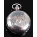 An Edwardian silver sovereign case, of plain undecorated form, having monogrammed cover and