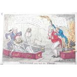 Five unframed 19th century satirical prints, comprising George Cruikshank (1792-1878) -