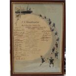 An autographed Canadian Pacific Line SS Montlaurier menu, dated 1st February 1925, signed by the