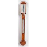 L Dixey of Brighton - a Victorian figured walnut cased stick barometer, having signed ivory scale