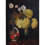 Circle of Alfred Hayward (1856-1939) - Still life with flowers in two vases, oil on canvas,