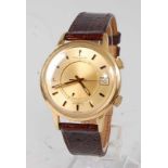 A gents Jaeger LeCoultre 18ct gold Memovox Speedbeat automatic alarm wristwatch, circa 1970,