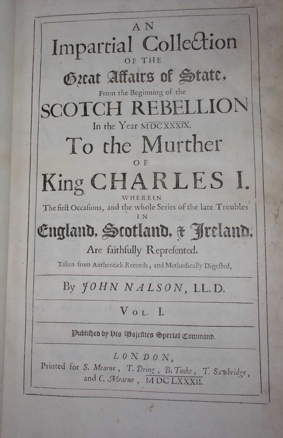 NALSON, John. An Impartial Collection of the Great Affairs of State From the Beginning of the Scotch - Image 3 of 4