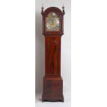 A George III mahogany longcase clock, the London case having a domed hood, stop-fluted pilasters