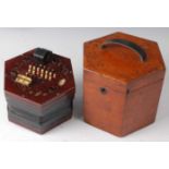 A 19th century Lachenal & Co rosewood 48 button concertina, No.46985, with black leather bellows,