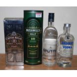 Bushmills aged 10 years Single Malt Irish Whisky, 70cl, 40%, one bottle in carton; Chivas Regal aged